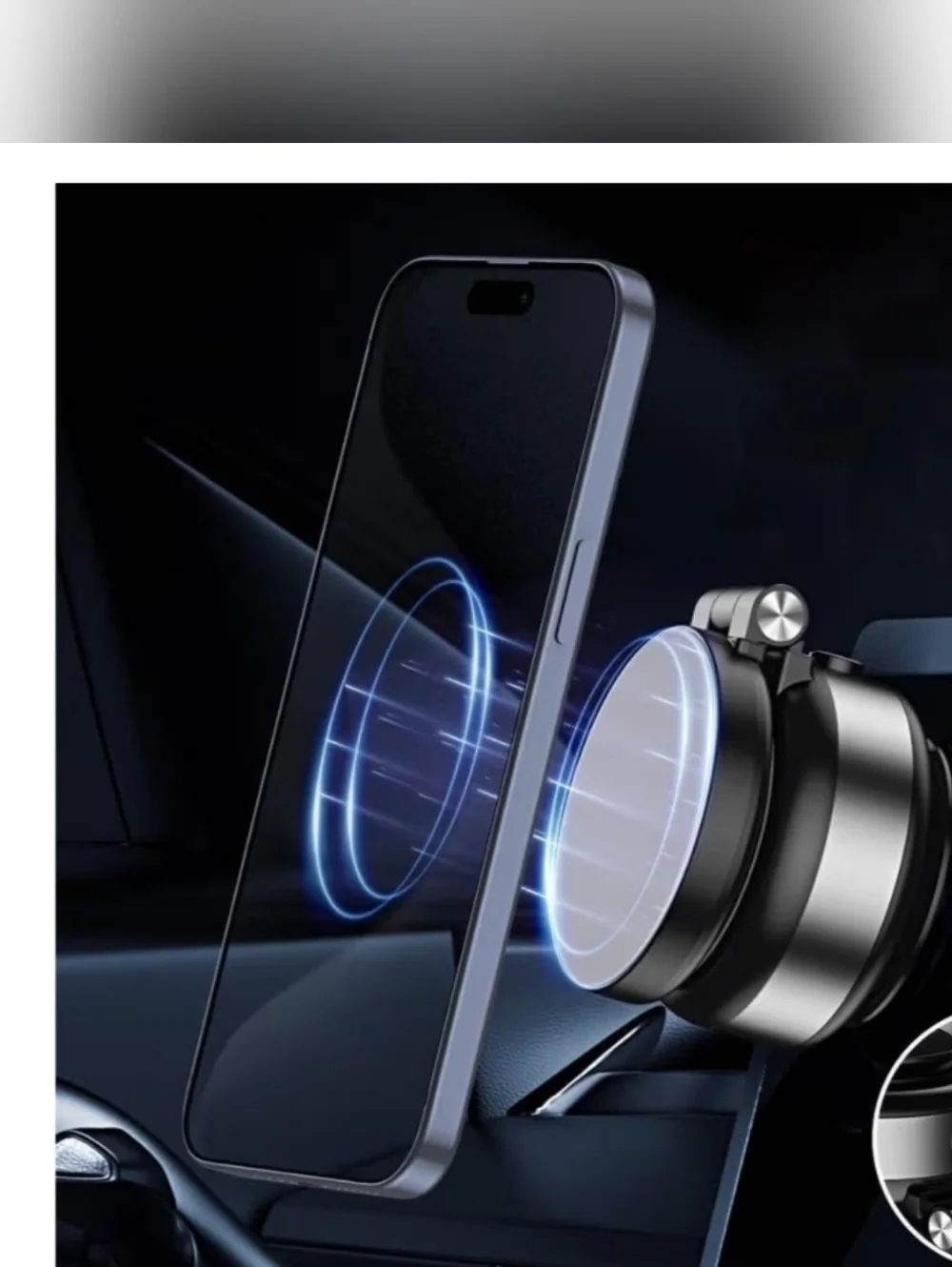 Windshield Magnetic Phone Mount & Charger with Vacuum Suction 360° Bracket